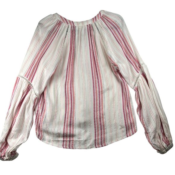 Allison New York Womens Striped Long Bell Sleeve Boho Top Tassels Crochet Sz XS - Picture 11 of 13